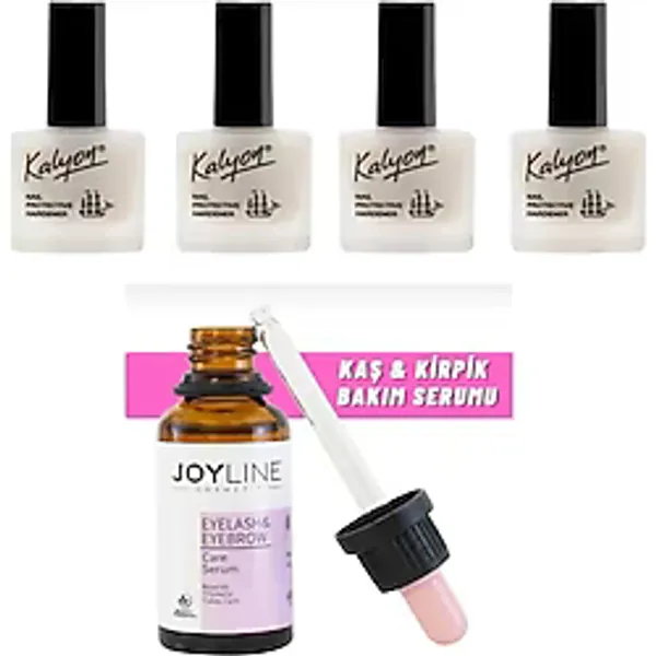 Kalyon Tırnak Sertleştrici 11 Ml 4 Adet+Joy Line Kaş Kirpik Onarıcı,Uzatıcı,Besleyici Ve Güçlendirici Bakım Serumu 30Ml
