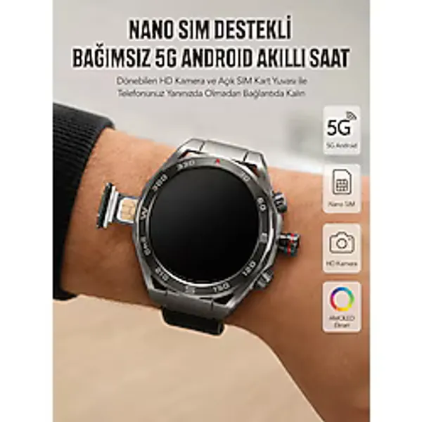 Kameralı 5G Android Akıllı Saat Amoled Ekran Wi-Fi Gps Sım Kart Destekli - Lisinya