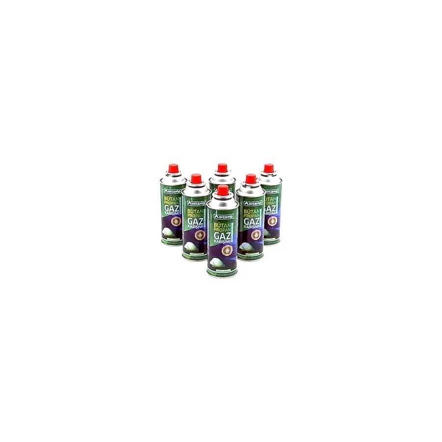 Kamp Ocağı Gaz Kartuşu Bütan Yedek - Valfli - Siboplu - 227 Gr. -6 Lı Set