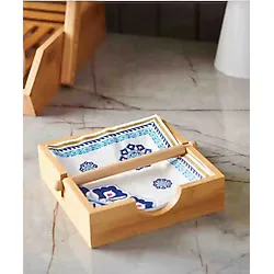 Kamptek Ahşap Kare Bambu Dekor Peçetelik Mutfak Yemek Masası