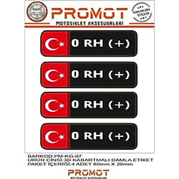 Kan Grubu 3D Kabartmalı Kan Grubu 4 Adet Motosiklet Kask Ekipmanları 07