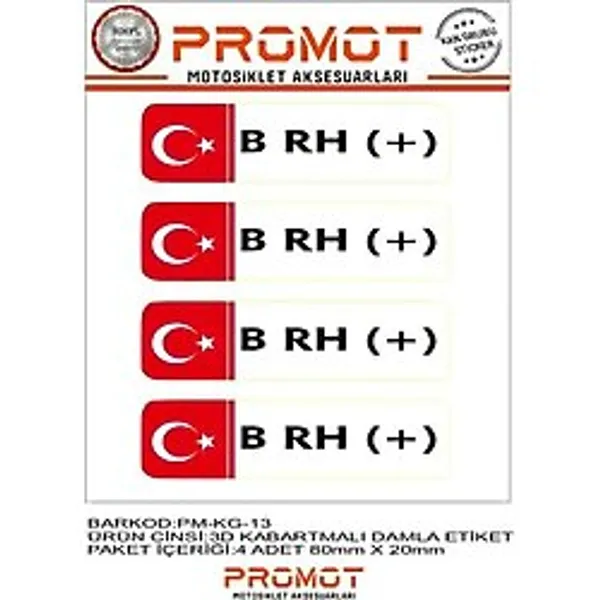Kan Grubu 3D Kabartmalı Kan Grubu 4 Adet Motosiklet Kask Ekipmanları 13