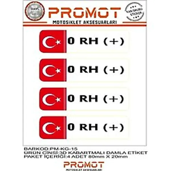 Kan Grubu 3D Kabartmalı Kan Grubu 4 Adet Motosiklet Kask Ekipmanları 15