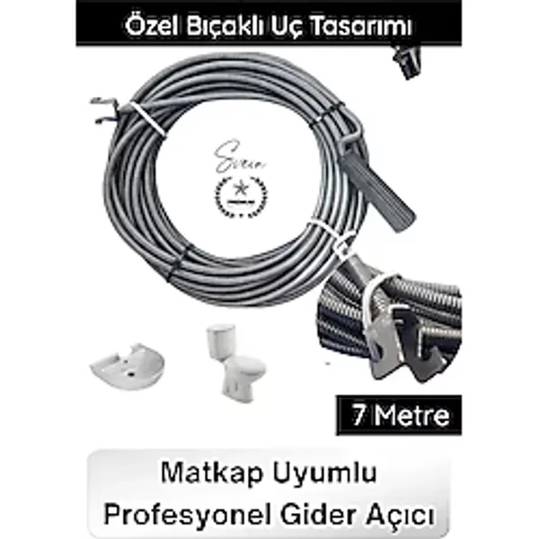 #Kanalaçıcı 7 Metre Spiral Kanal Açma Susta Matkap Uyumlu Bıçaklı Pimaş Gider Açıcı Boru Temizleme Aparatı Klozet Lavabo