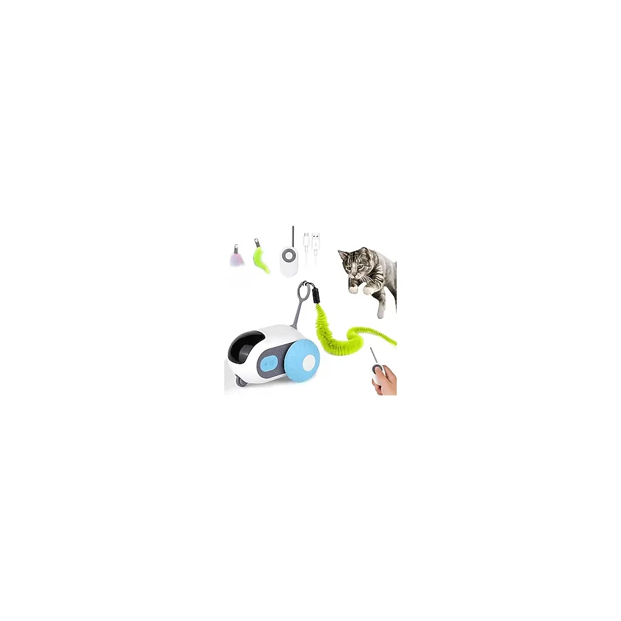 Kanji 2 Modlu Akıllı Kedi Oyuncağı - Otomatik ve Uzaktan Kumandalı Sessiz Oyuncak Araba İnteraktif Egzersiz, Eğitim ve Eğlence İçin Kediler ve Küçük Köpekler İçin Evcil Hayvan Oyuncağı