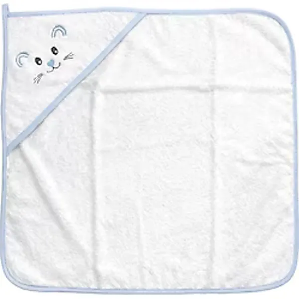 Kanz Bebek Kundak Banyo Havlusu 75X75 cm - Beyaz - Mavi