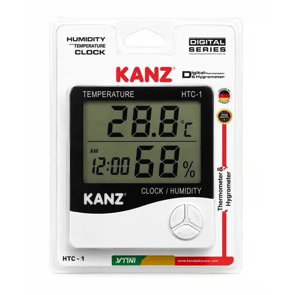 KANZ HTC-1 Dijital Termometre ve Nem Ölçer Saat, Alarm, Takvim ve Hafıza Özellikli