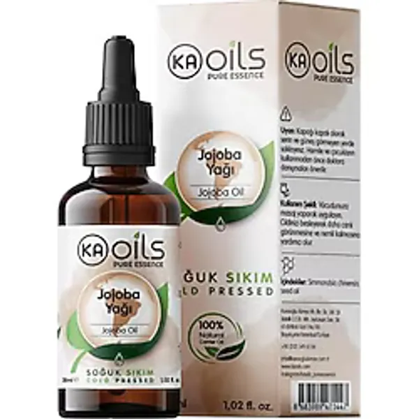KAOils Jojoba Yağı 30 ml - Doğal ve Saf Soğuk Sıkım Simmondsia Chinensis Oil Aromaterapi Masaj Yağı, Cilt ve Saç Bakımı İçin İdeal