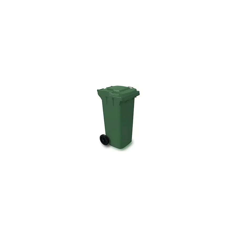 Kapaklı Tekerlekli Çöp Toplama Konteyneri Kutusu 120 Litre - 95 X 60 X 50 Cm. - Yeşil