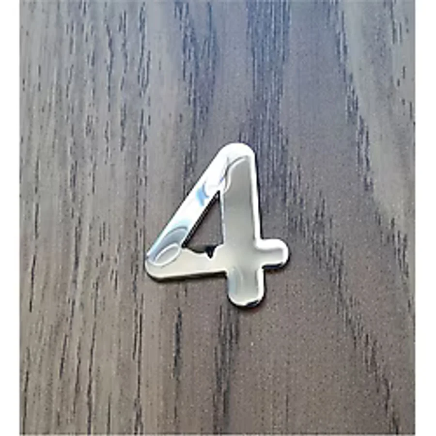 Kapı Numarası 4.2 cm Metal Krom Kendinden Yapışkanlı No 4