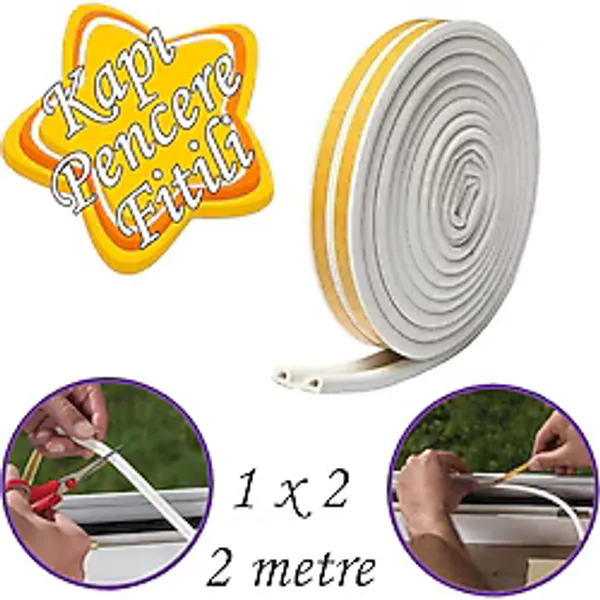 Kapi Pencere Bandi Fitili Yapiskanli Soguk Izolasyon Bant 1X2=2 Metre (Beyaz)
