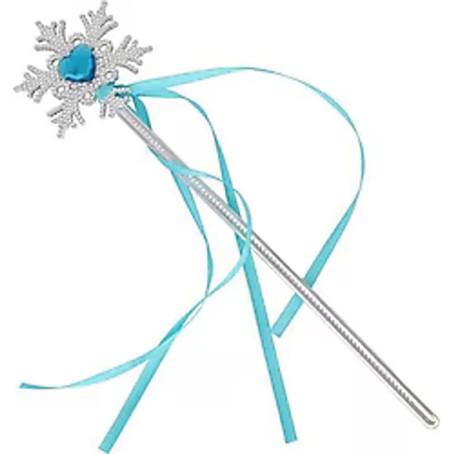 Kar Taneli Mavi Kalp Taşlı Saten Kurdeleli Karlar Ülkesi Elsa Asası Sopası 34 cm (5250)