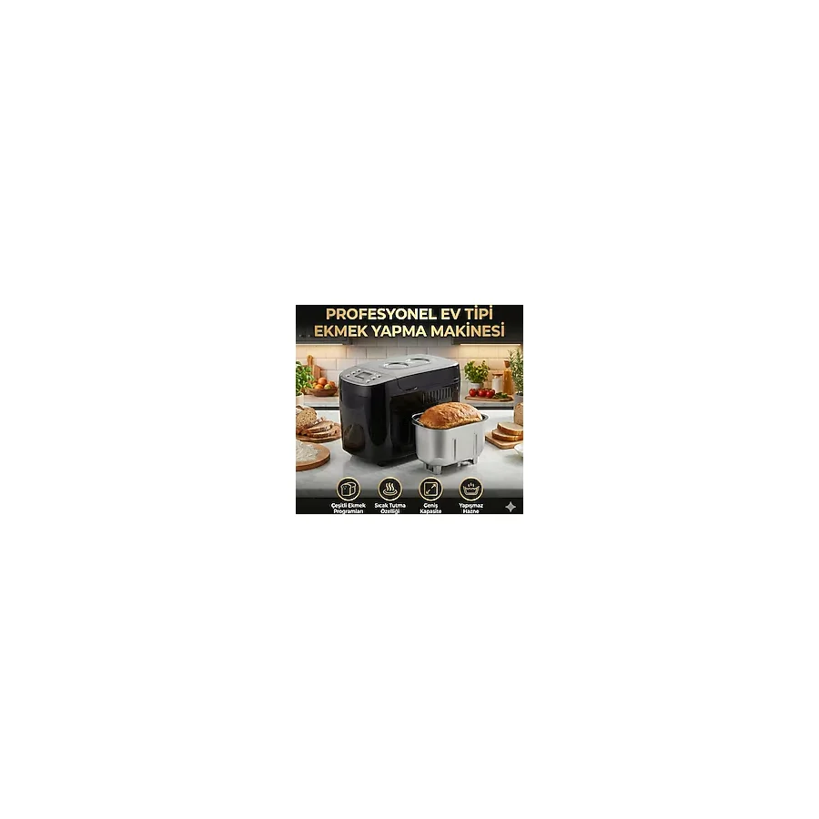 Karaca 15 Programlı Akıllı Ekmek ve Yoğurt Makinesi - Glutensiz ve Tam Buğday Programı, Kek ve Reçel Yapabilen, Hamur Yoğuran, Isı Koruma Özellikli Büyük Boy - Siyah