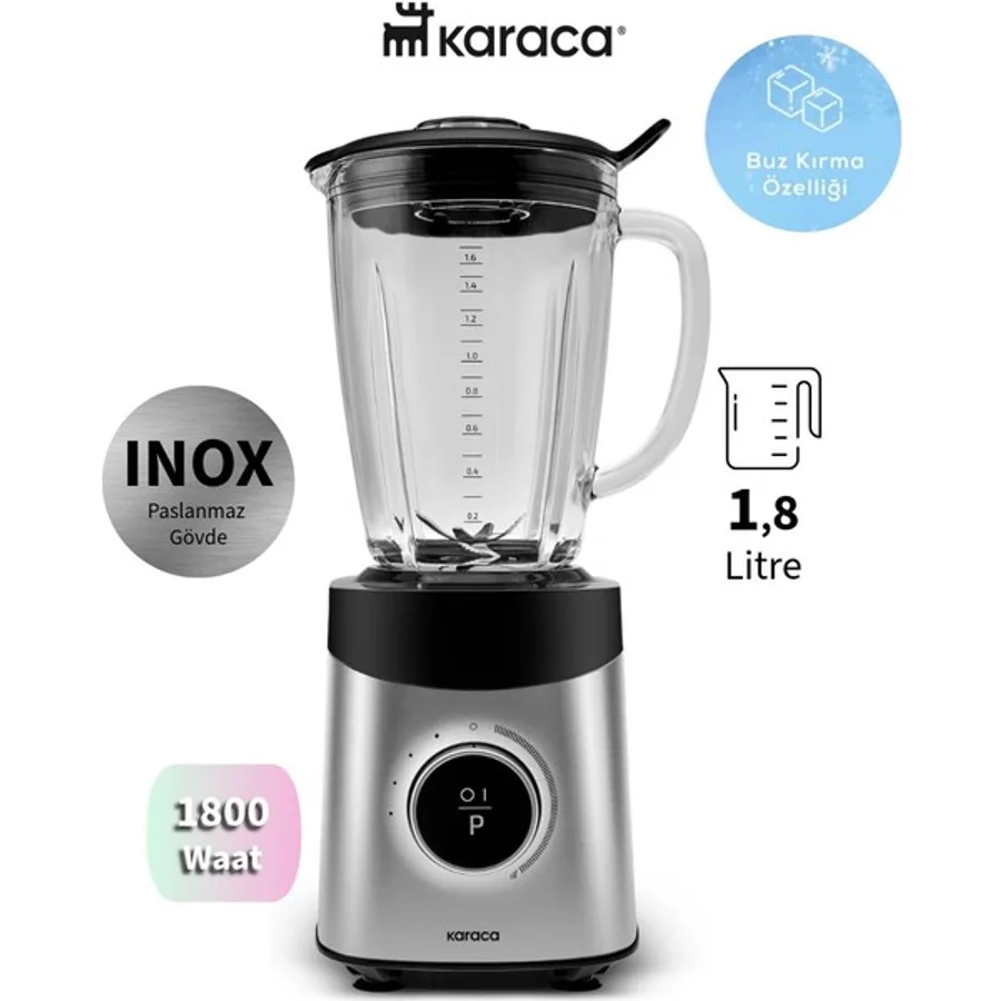 Karaca 1800W Dijital Ekranlı Inox Paslanmaz Gövde 1,8 Litre Smoothıe Blender