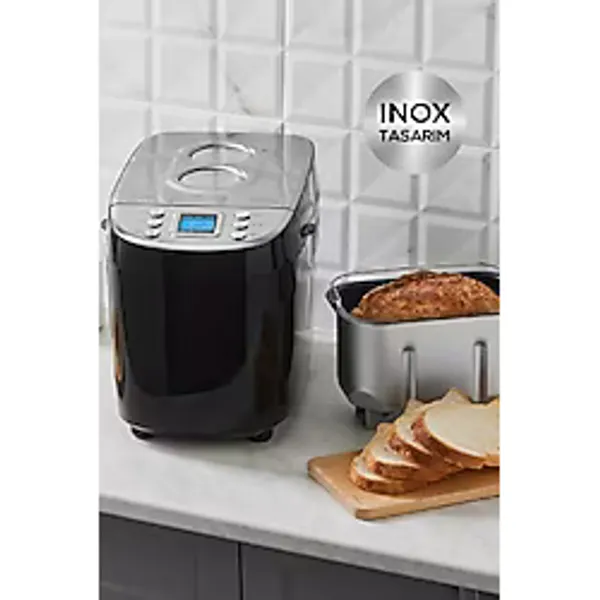 Karaca BakeXL Ekmek Yapma Makinesi Çift Bıçaklı Inox Siyah 1500 g 15 Programlı Özellikli