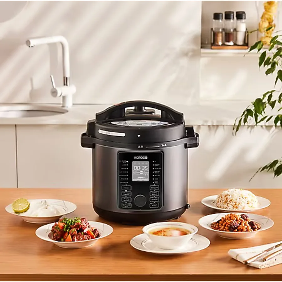 Karaca Cooker Elektrikli Düdüklü Basınçlı Pişirici ve Yemek Yapma Makinesi Matte Black 6 L - Siyah