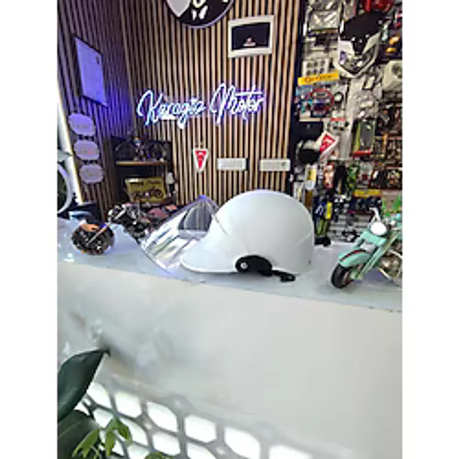 karagöz motor Motorsiklet jokey kask Camlı Beyaz