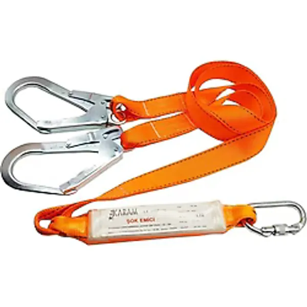 KARAM Şok Emici Gövdeli Çift Kolon Bacaklı Uzatma Halatı Lanyard