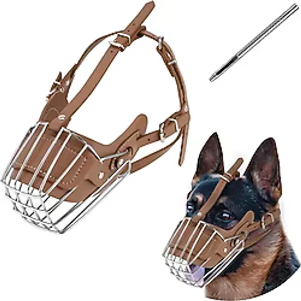 Karamel Pet Metal Deri Köpek Ağızlığı M 33 Cm