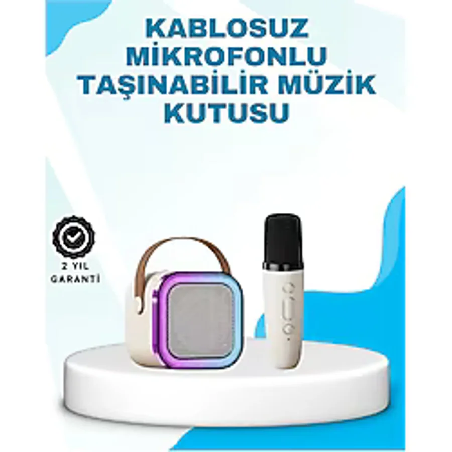 Karaoke Mikrofon Hoparlör Seti Bluetooth Kablosuz Taşınabilir