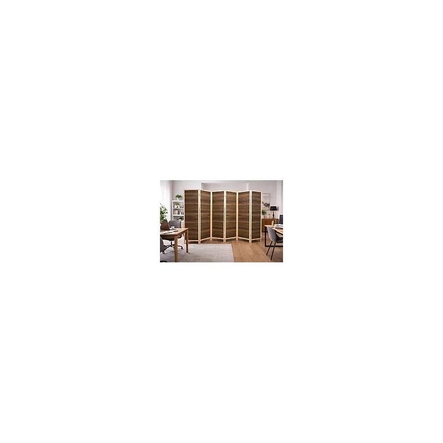 KARAS AHŞAP 6 Kanatlı 45X175 cm Katlanabilir Modern Ceviz Desenli Ahşap Seperatör Paravan Mdf - 175x270