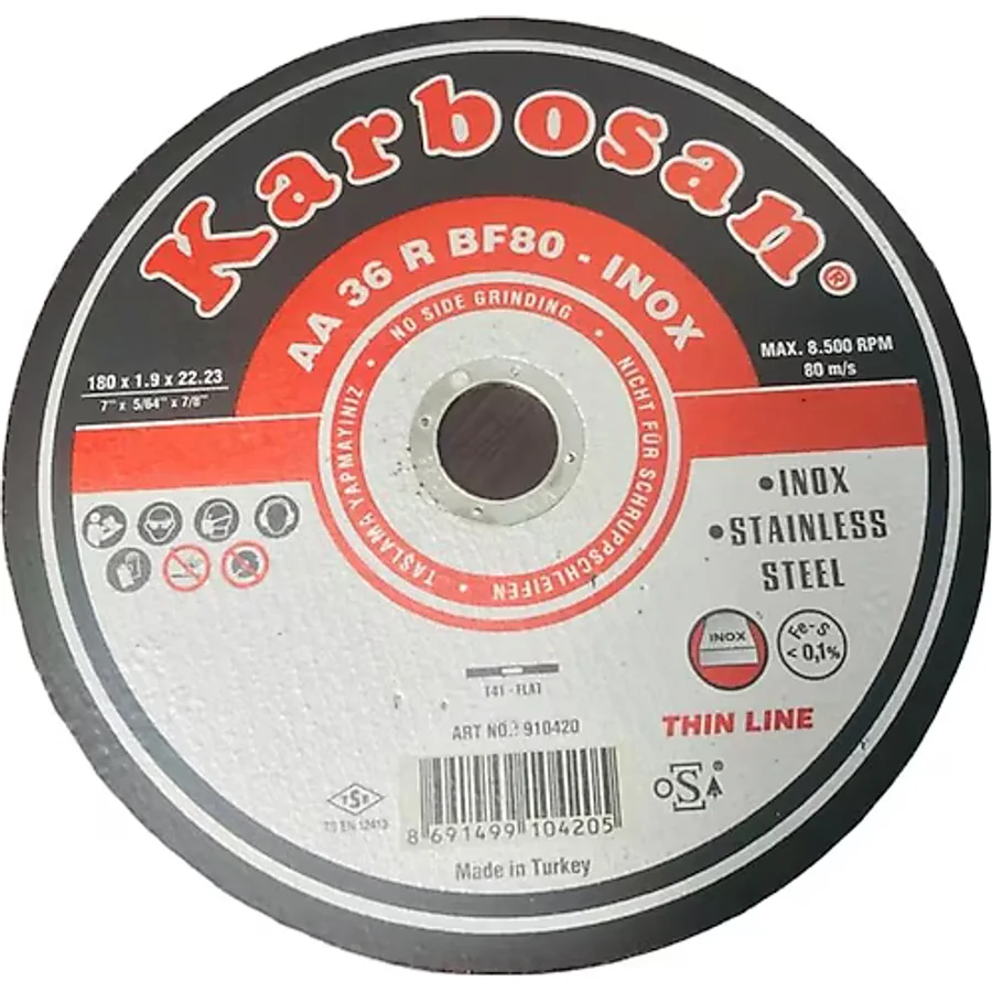 Karbosan 180 x 1,9 İnox Paslanmaz Kesme Taşı 25 Adet
