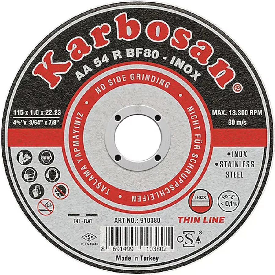 Karbosan 910400 125x1x22.23 mm AA 54 R BF80 Inox Kesici Disk