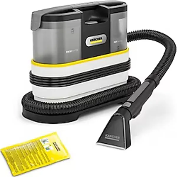 Karcher Halı ve Koltuk Yıkama Makinesi, Karcher Spot Halı ve Koltuk Leke Temizleme Makinesi Püskürtme-Emiş Sistemiyle Lekeleri Kökünden Söker, Ev ve Araç Içi Kullanım - Beyaz - Siyah