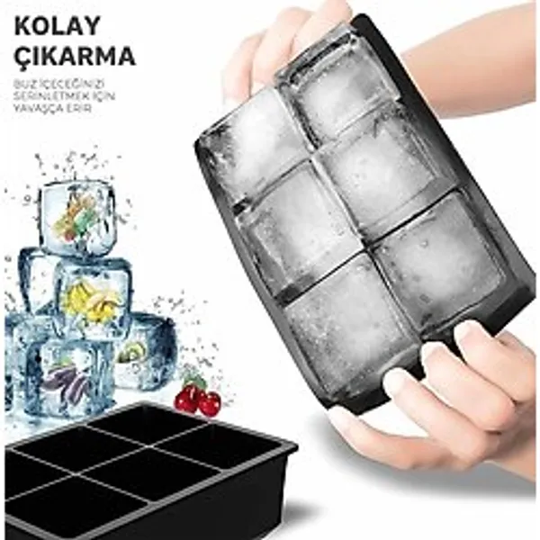 Kare Buz Kalıbı Çok Amaçlı Buz Küpü Kalıbı Kare Buz Küpü Kasesi 6 Bölmeli Kolay Serbest Bırakma Kahve Ev Yapımı Dondurucu İçin Buz Kalıpları (1 Adet)