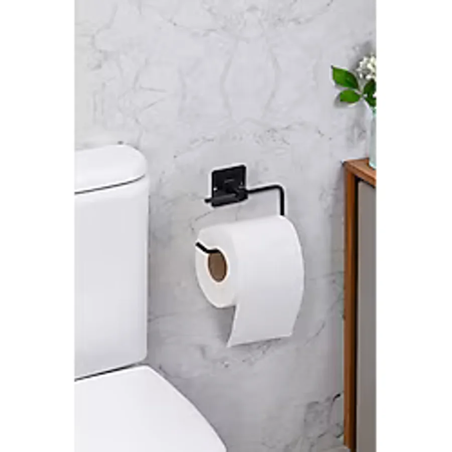Kare Yapışkanlı Siyah Açık Tuvalet Kağıtlığı Wc Kağıtlık Tutucu