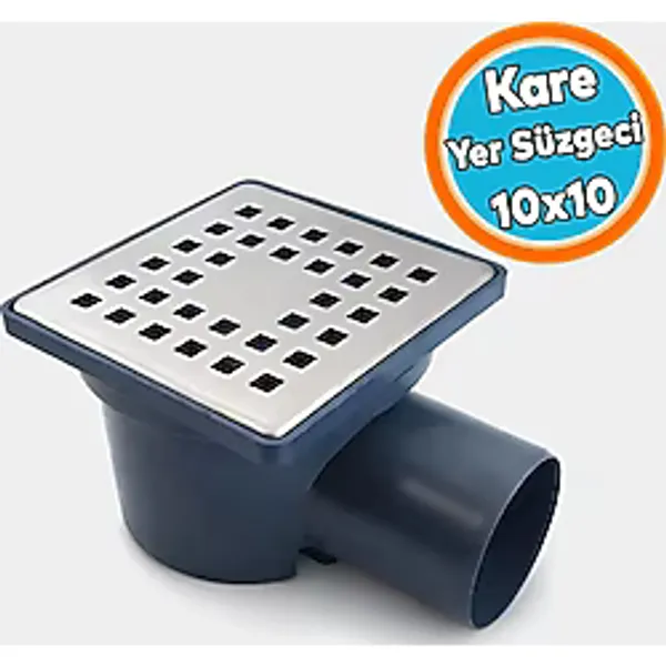 Kare Yer Süzgeci 10X10 Paslanmaz Çelik 45 Mm Zemin Süzgeci Banyo Duş Tuvalet Su Tahliye Izgarası