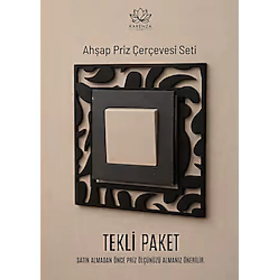 Karenza Home Dekoratif Desenli Priz Çerçevesi - Ahşap Duvar ve Priz Süsü TEK ADET