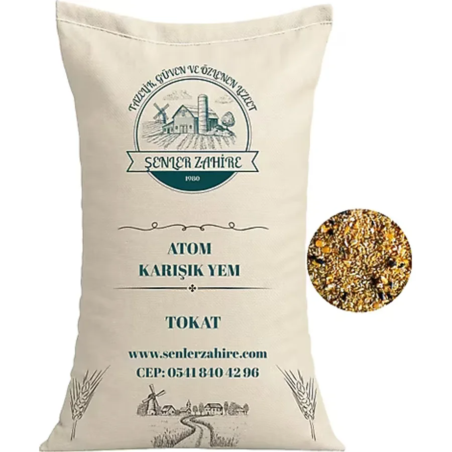 Karışık Tavuk Yemi Atom 25 Kg Tavuk, Ördek, Kaz Ve Kanatlılar İçin Doğal Karışım