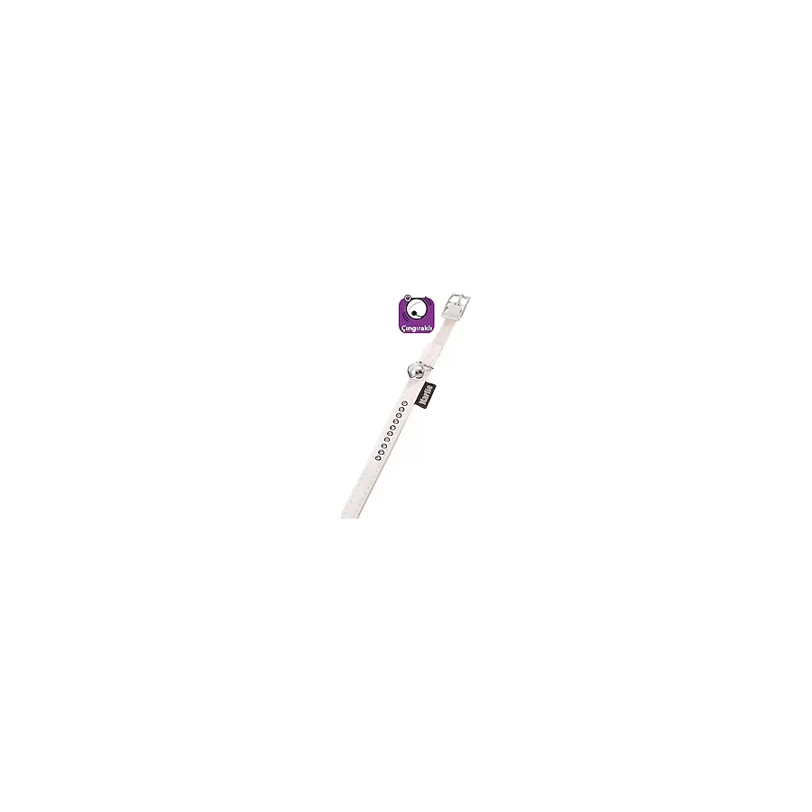 Karlie X-Small Deri Taşlı 30 cm / 11 mm Kedi Tasması - Beyaz
