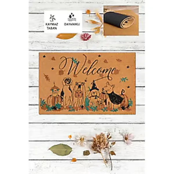 Karmat Welcome, Balkabağı, Köpek Cinsleri, Köpek Desenli Kapı Önü Paspası, Ev Eşyası Paspas, Uzun Ömürlü