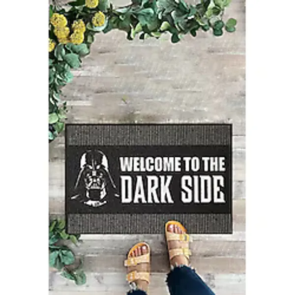 KARMAT Welcome The Dark Side, Yazılı Siyah Paspas, İç ve Dış Dekoratif Kapı Önü Paspası