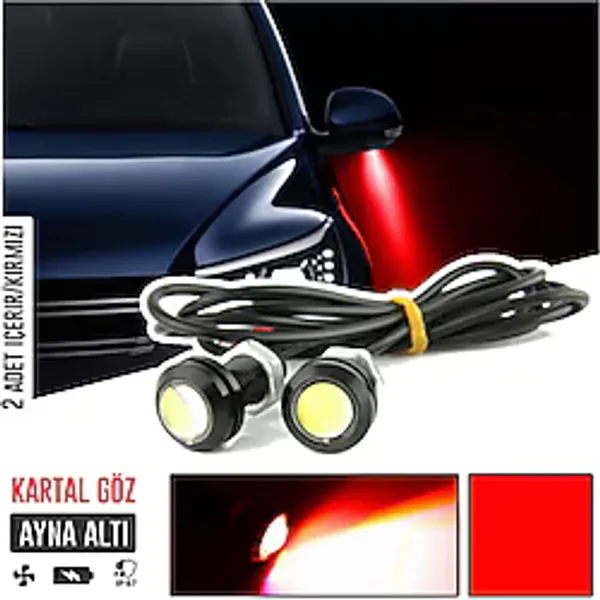 Kartal Göz LED Ayna Altı LED Eagle Eye Civatalı Kırmızı Renk 18MM