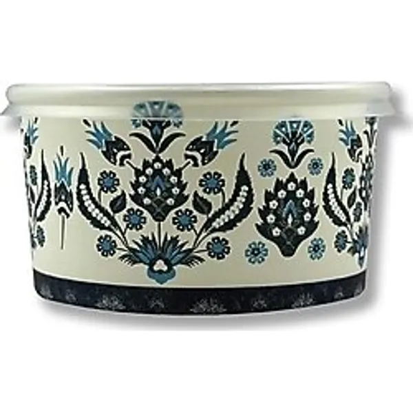 Karton Kağıt Çorba-Aşure-Tatlı-Dondurma-Yemek Kasesi -14 Oz Plastik Kapaklı Kase 25 Adet