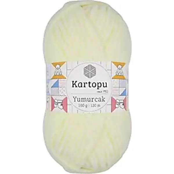 Kartopu Yumurcak Kadife El Örgü İpi 100 Gr K335 Limoni Krem