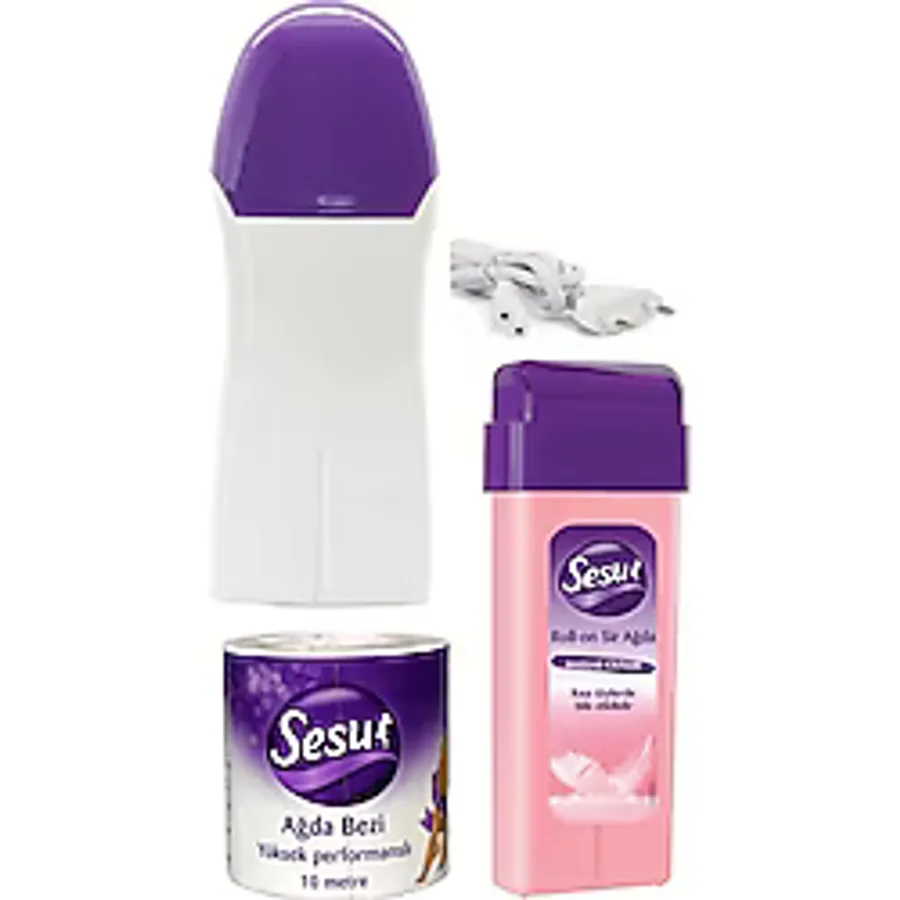 Kartuş Ağda Makinesi + Sesu Pembe Kartuş Ağda 100 ML + 10 M Ağda Bezi