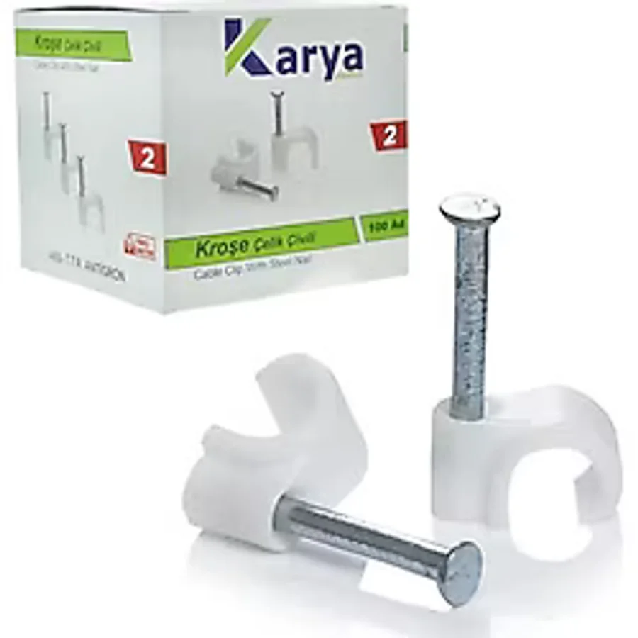 Karya 2 Numara 6 Mm Çelik Çivili Kroşe (100'Lü Paket)