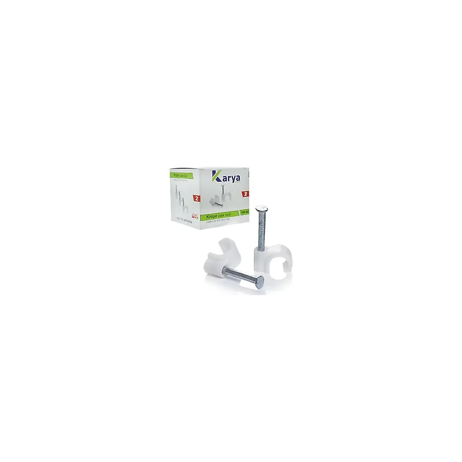 KARYA 2 NUMARA ÇELİK ÇİVİLİ 6 MM KROŞE (100'LÜ PAKET)(DATA - ANTEN KABLOLARI İÇİN)