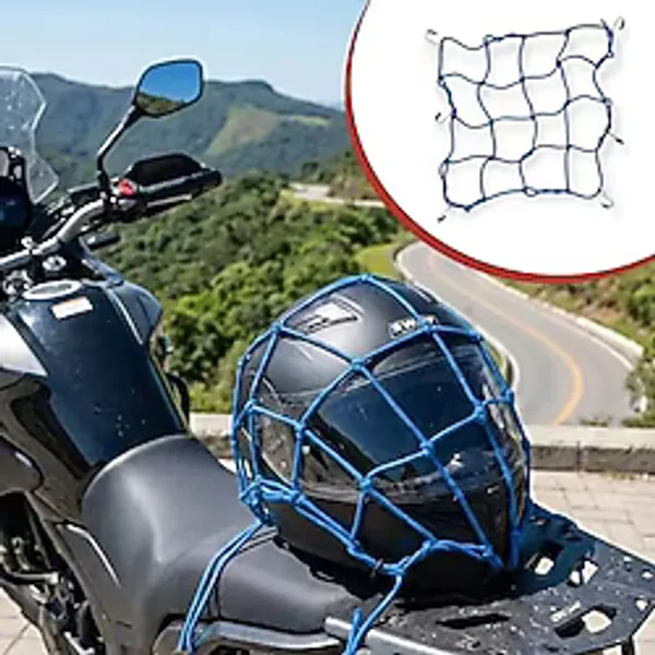 Kask Esnek Motosiklet Kask Ve Bagaj Filesi - Kask Sabitleyici Plastik Kancalı Taşıma Ağı 35X35 Cm