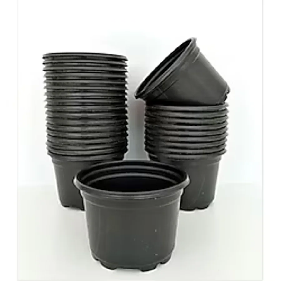 Katı Plastik Çiçek Saksısı 20 Adet 14'lük Üretim Saksısı Siyah