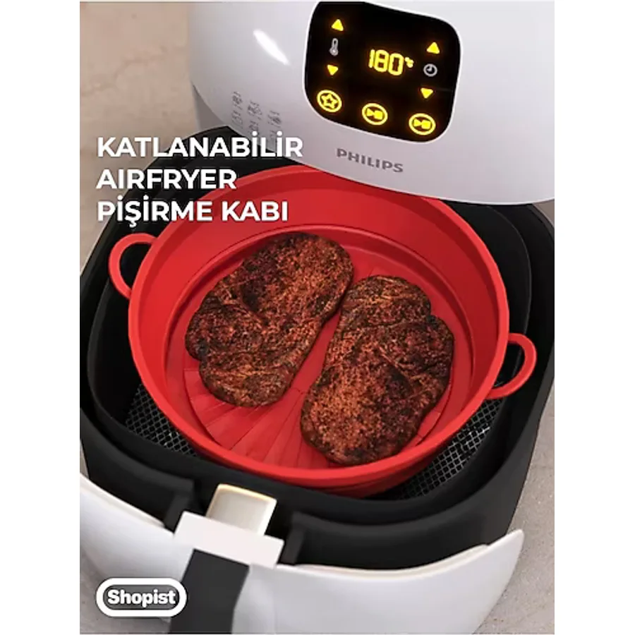Katlanabilir Airfryer Pişirme Kabı Silikon Pişirme Seti 6 Litreye Kadar Tüm Cihazlara Uygun