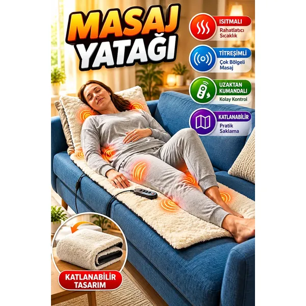 Katlanabilir Isıtmalı Titreşimli Masaj Yatağı - Çok Bölgeli Ve Uzaktan Kumandalı