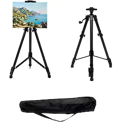 Katlanabilir Metal Tripod Şövale - Kollu Yükseklik Ayarlı, Taşıma Çantalı, Siyah
