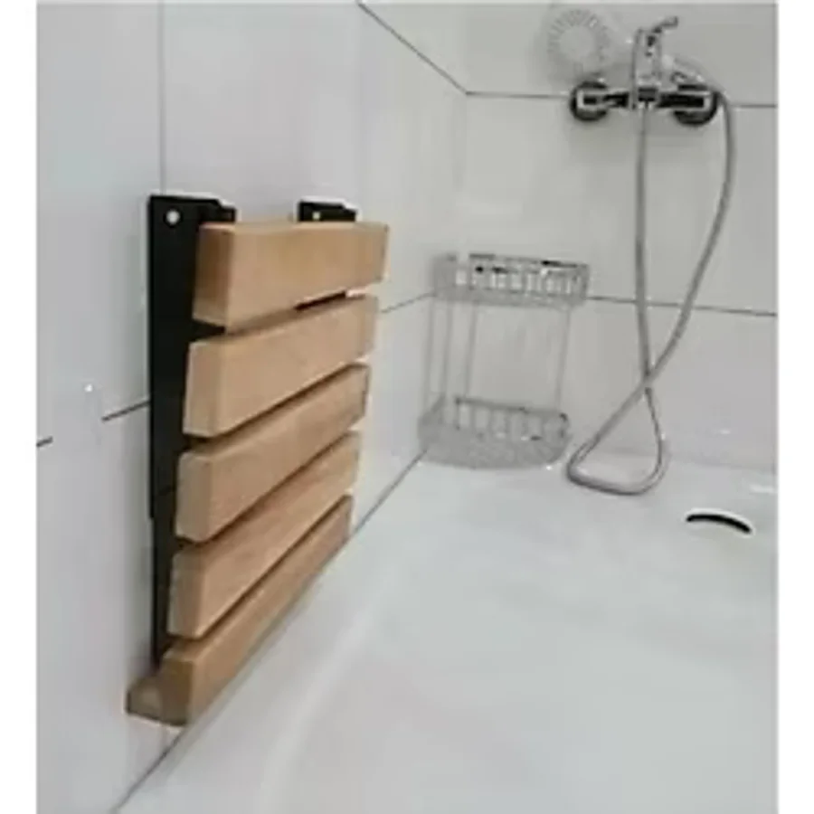 Katlanır Duş Taburesi - Doğal Ahşap Katlanır Banyo Oturağı