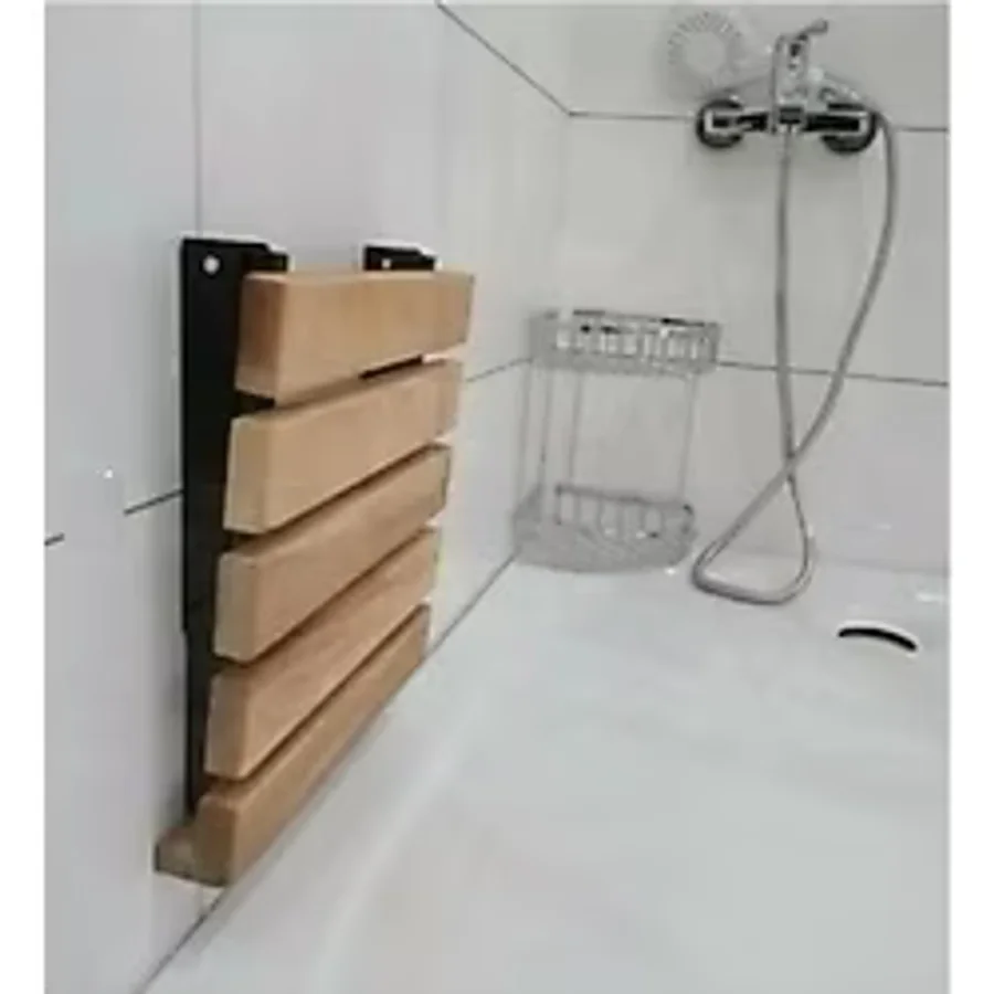 Katlanır Duş Taburesi - Doğal Ahşap Katlanır Banyo Oturağı