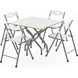 Katlanır Kırma Beyaz Kare Masa Sandalye Takımı Seti 1051